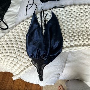 Free People Satin Open Back Bodysuit